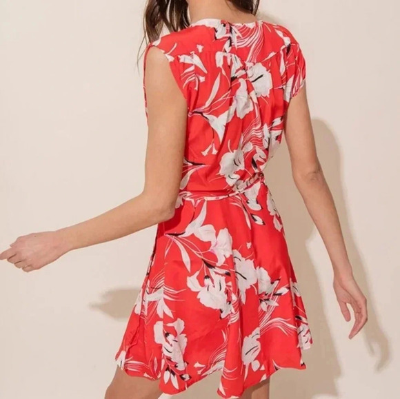 Yumi Kim Soho Mixer Wrap Casual Floral Silk Bay Breeze Red Mini Dress Size Small - Picture 3 of 16